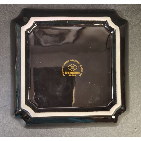 Vintage Otagiri Black Trinket Dish, Hummingbird Hibiscus Ceramic Tropical Kitsch - Picture 3 of 3